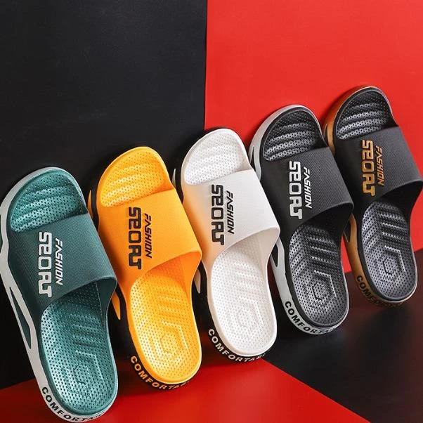 Dép nam mùa hè mới Dép Sandals Thương hiệu cao cấp Giày nam Dép nhẹ Chống trượt trong nhà chữ cái dép(Cần +1 kích thước)