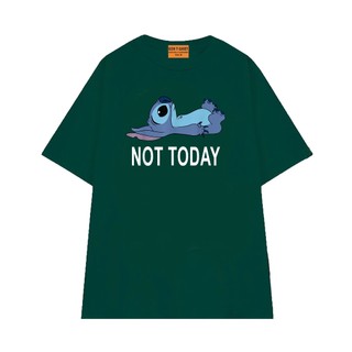 Áo Thun Hoạt Hình NGỐ TEE Stitch Lười Not Today Form Unisex Cổ Tròn Vải Cotton Thoáng Mát