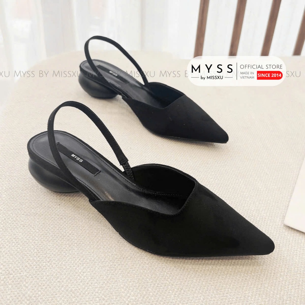 Giày nữ MYSS mũi nhọn slingback gót giọt nước 4cm cao cấp - CG340