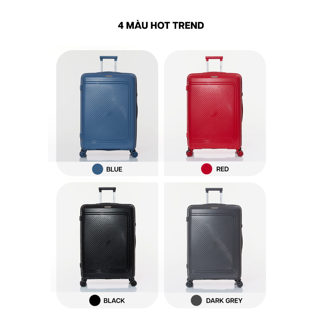 Ảnh Vali Kéo MIAvn Larita SOLY - Size 20/24/28, Nhựa PP Dẻo Siêu Bền, Hạn Chế Bể Vỡ, Bảo Hành Trọn Đời 3