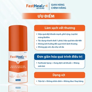 Xịt Fasthealz First Aid Spray 50ml- vệ sinh vết thương cho bé và gia đình