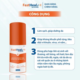 Xịt Fasthealz First Aid Spray 50ml- vệ sinh vết thương cho bé và gia đình