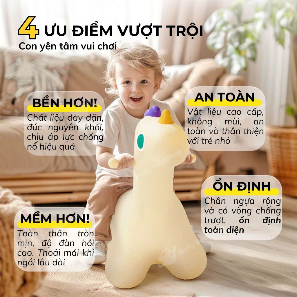 Thú nhún cho bé loại to bơm hơi Mideer Sensory Training Joy Bounce Jumper Pony