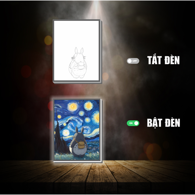 Tranh đèn led 3D Hàng xóm của tôi là Totoro   - Tranh đèn led 3D làm quà tặng, trang trí bàn làm việc, đèn ngủ