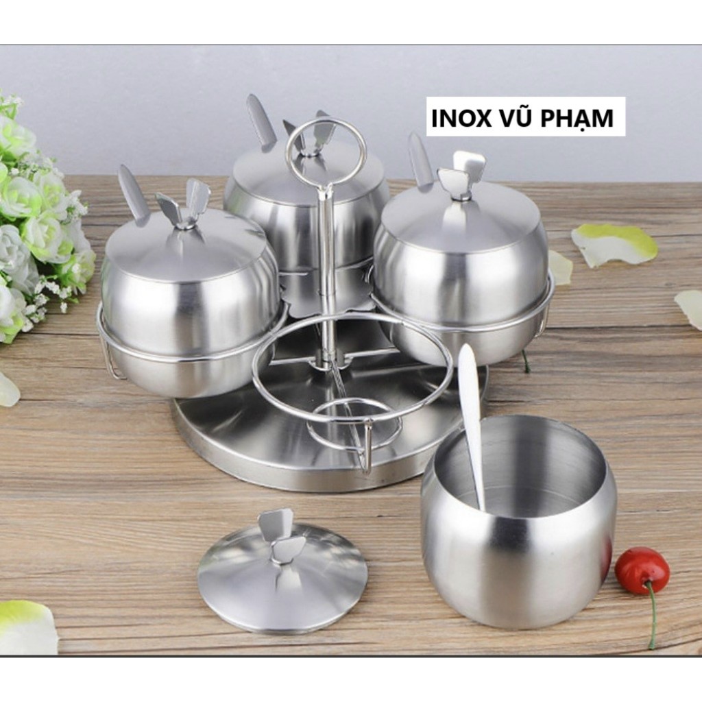 BỘ 4 HỦ HOẶC BỘ 3 HỦ Đựng Gia Vị Inox 304 Kèm Khay Đựng cho Nhà bếp ...