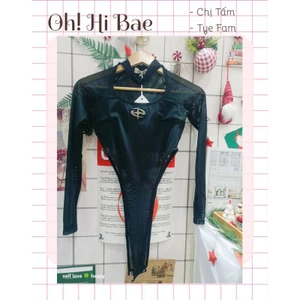 Áo bodysuit lưới tay dài (sẵn)