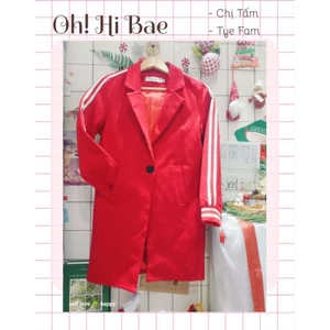 Khoác đỏ viền thể thao dáng dài (sẵn)