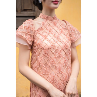 Áo Dài Nữ Cách Điệu Thiết Kế Cổ Yếm Tay Phồng (Không kèm quần) - XUÂN YÊN - GOÛT DE JUN