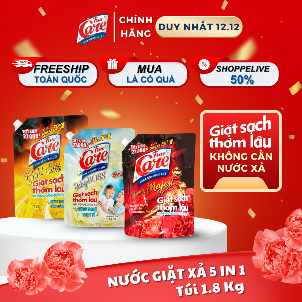 [MUA 1 TẶNG 1] Mua 1 Chai Nước Giặt Xả True Care 5in1 3.6Kg Tặng 1 Túi Nước Giặt Xả True Care 1.8Kg