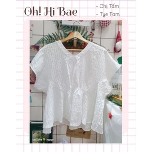 Áo babydoll trắng cổ tim (sẵn)