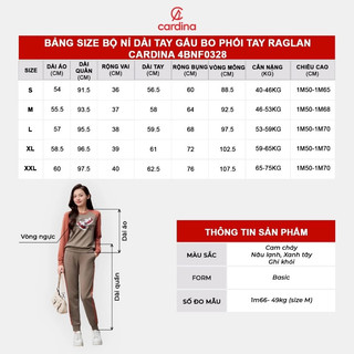 Đồ đồ nữ CARDINA chất liệu nỉ da cá kiểu dáng bo gấu phối tay raglan trẻ trung lạ mắt trẻ trung 4BNF03