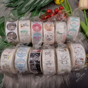 CUỘN 500 nhãn dán cảm ơn, tem Thanh you, sticker thank you kiểu dáng vintage, giấy craft đơn giản đáng yêu