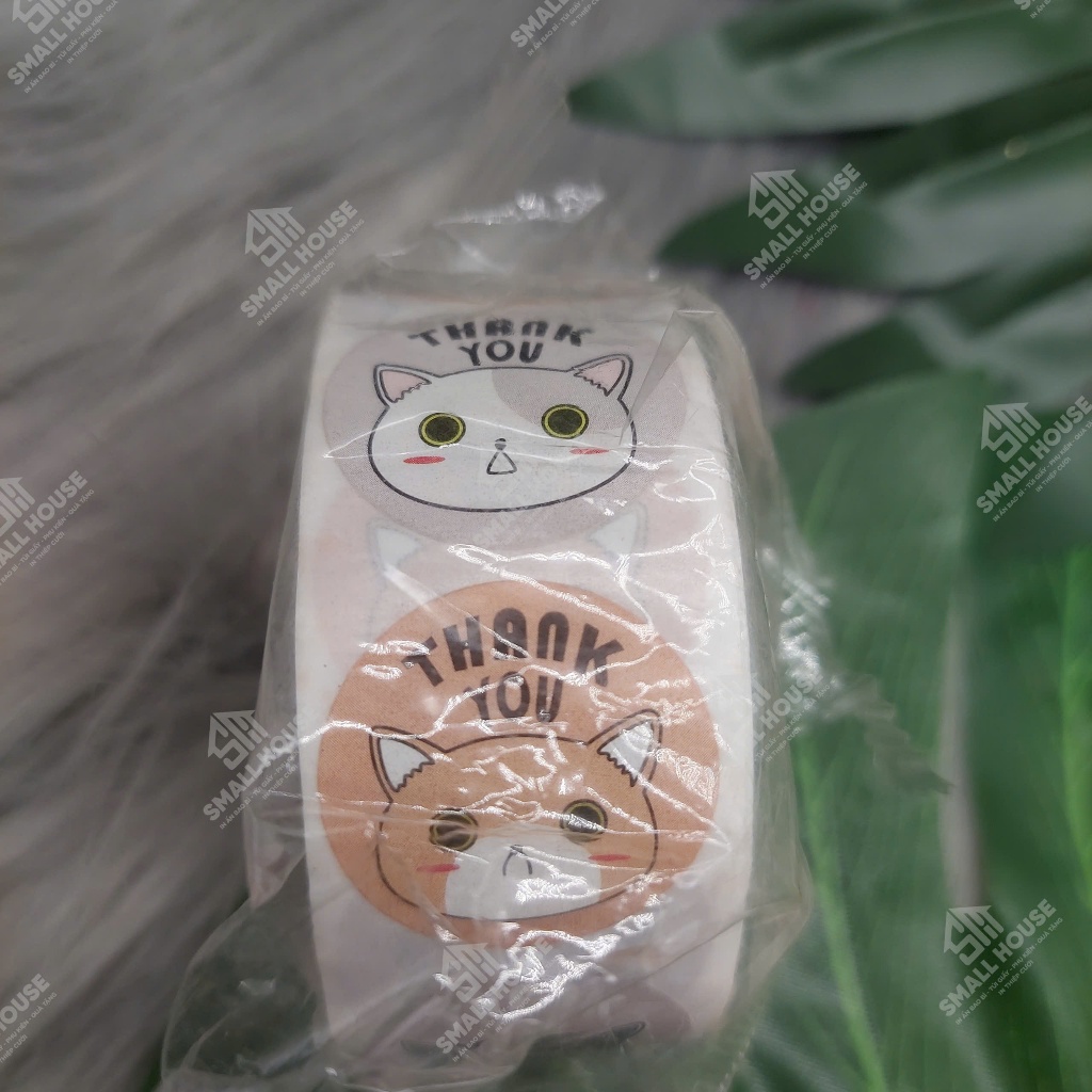[NHIỀU MẪU] CUỘN 500 nhãn dán cảm ơn, tem Thanh you, sticker thank you kiểu dáng vintage, giấy craft đơn giản đáng yêu