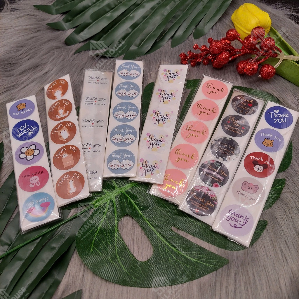 [NHIỀU MẪU] CUỘN 500 nhãn dán cảm ơn, tem Thanh you, sticker thank you kiểu dáng vintage, giấy craft đơn giản đáng yêu