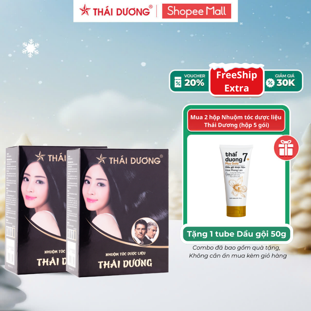 Ảnh Mua Combo 2 hộp bột nhuộm tóc Thái Dương tặng 1 Tube Thái Dương 7 Plus Gold 50g 1