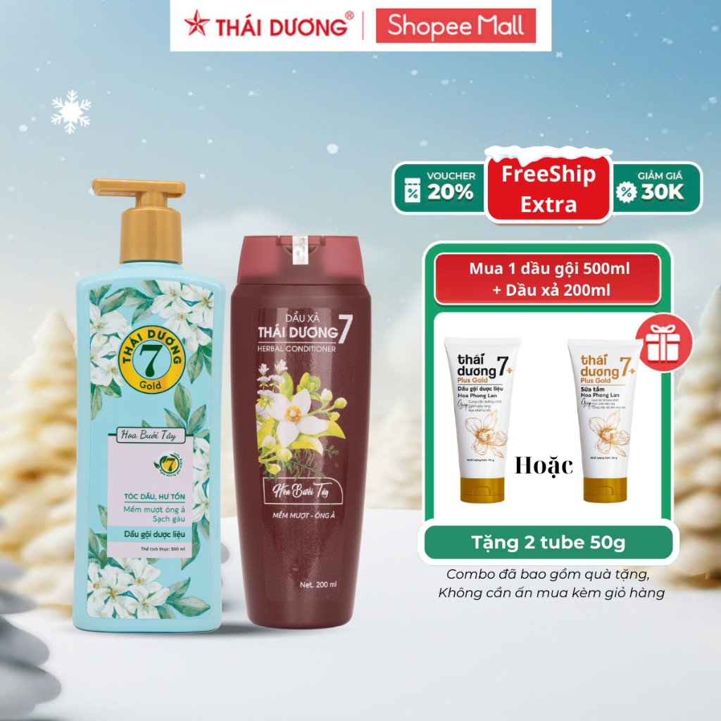 Ảnh Combo Bộ Gội xả Thái Dương 7 Gold Hoa bưởi Tây Tặng 2 Tube Sữa tắm TD 7 Plus 50g 1