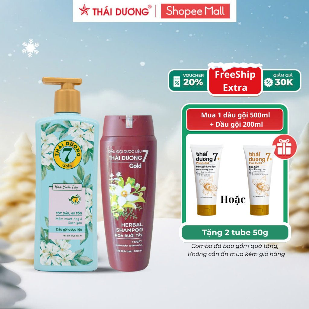 Ảnh Combo Bộ Gội xả Thái Dương 7 Gold Hoa bưởi Tây Tặng 2 Tube Sữa tắm TD 7 Plus 50g 3