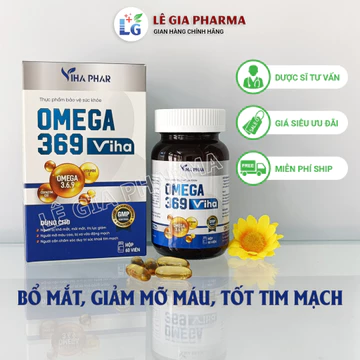 Viên bổ mắt Omega 369 Viha - bổ mắt, giảm mỡ máu, giảm nguy cơ xơ vữa động mạch | Hộp 60 viên