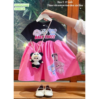 Siêu phẩm váy Baby three bé gái mùa giáng sinh. Đầm Baby three cotton dáng xoè so hot bé gái 13-45kg