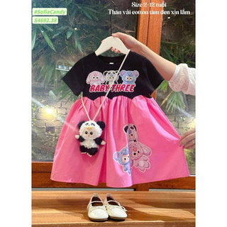 Siêu phẩm váy Baby three bé gái mùa giáng sinh. Đầm Baby three cotton dáng xoè so hot bé gái 13-45kg