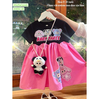 Siêu phẩm váy Baby three bé gái mùa giáng sinh. Đầm Baby three cotton dáng xoè so hot bé gái 13-45kg