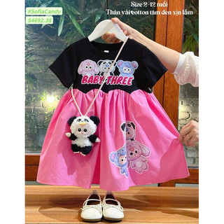 Siêu phẩm váy Baby three bé gái mùa giáng sinh. Đầm Baby three cotton dáng xoè so hot bé gái 13-45kg