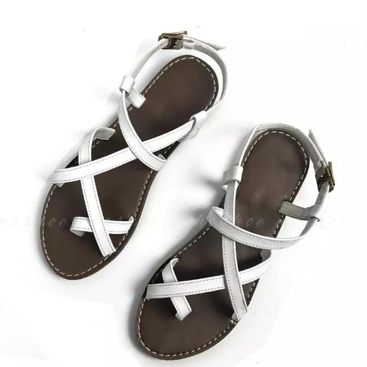 Giày Sandal Nữ Thời Trang Học Sinh - Dép Tông Màu Trắng Quai Hậu Đế Êm Size 25-40