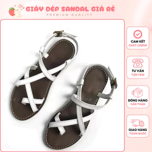 Giày Sandal Nữ Thời Trang Học Sinh - Dép Tông Màu Trắng Quai Hậu Đế Êm Size 25-40
