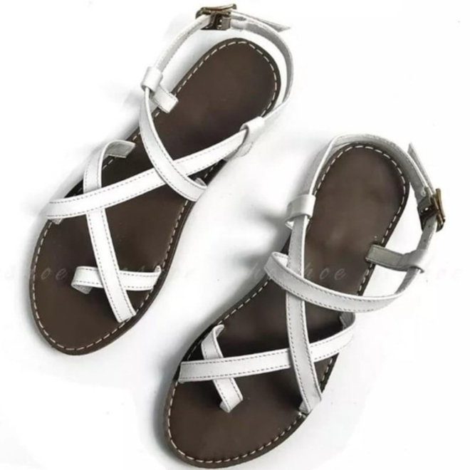 Giày Sandal Nữ Thời Trang Học Sinh - Dép Tông Màu Trắng Quai Hậu Đế Êm Size 25-40