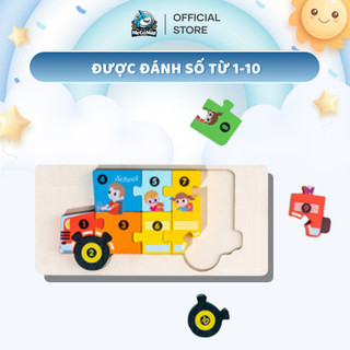 [Quà tặng không bán] Đồ Chơi tranh ghép hình gỗ, miếng xếp hình gỗ nhiều màu, nổi số giúp bé phát triển tư duy