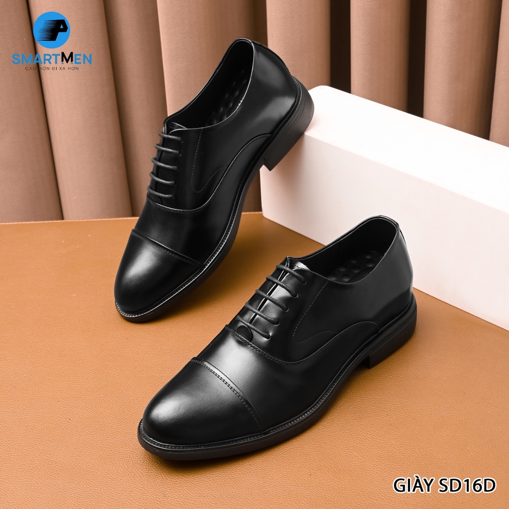 Ảnh Giày công sở oxford siêu nhẹ, tăng chiều cao SmartMen SD-16 Đen 2