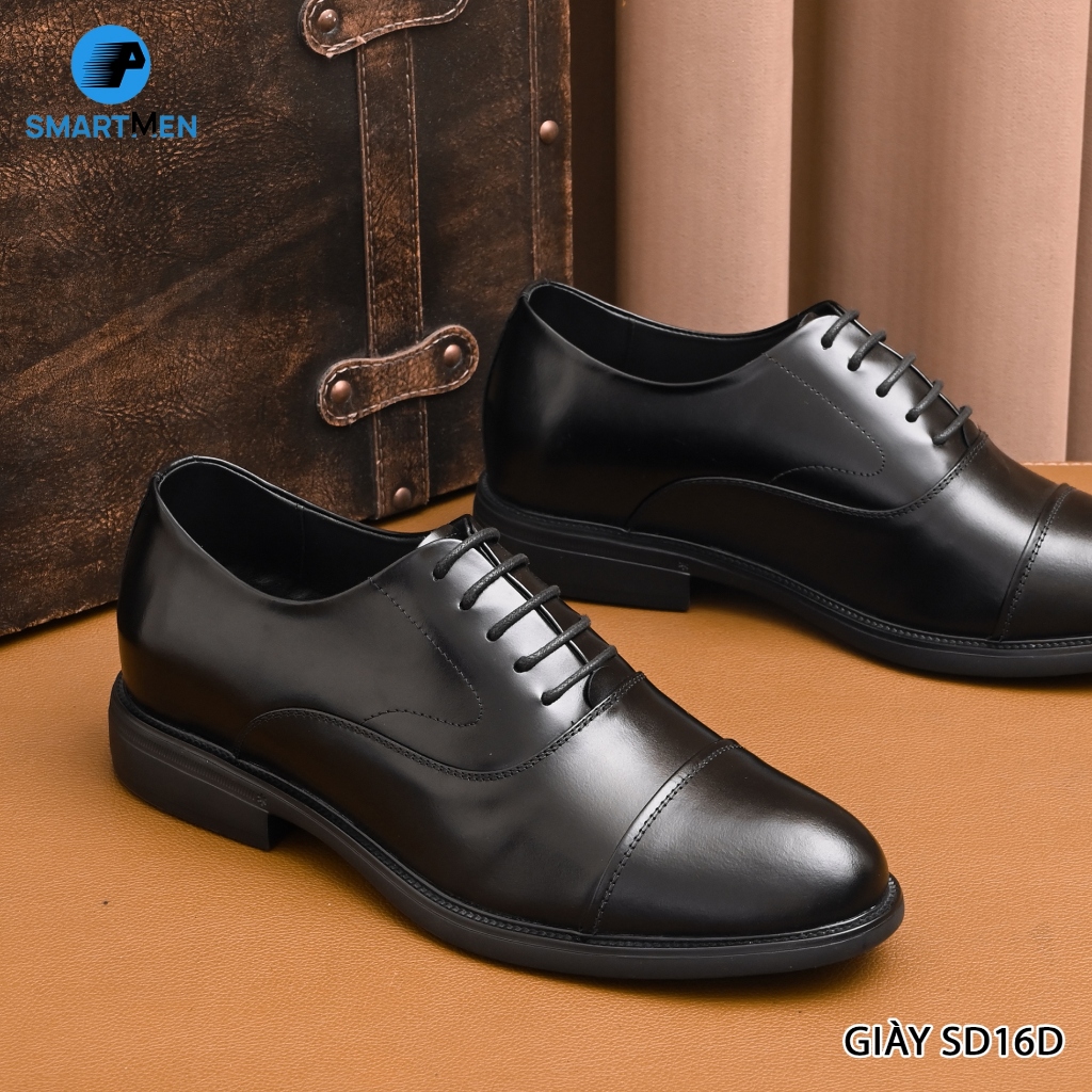 Ảnh Giày công sở oxford siêu nhẹ, tăng chiều cao SmartMen SD-16 Đen 1