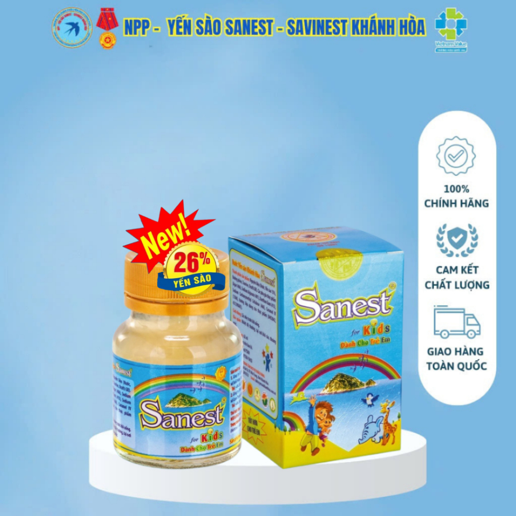 Nước Yến Sào Khánh Hòa Sanest (26%) For Kids Lọ 62ml (Dành Cho Trẻ Em ...