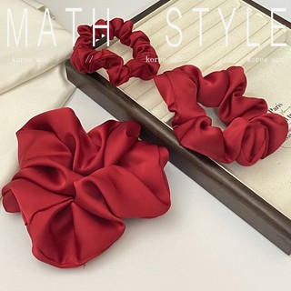Scrunchies Đỏ Đô Satin Lụa Phi Bóng Thái Giáng Sinh Và Tết 3 Kích Thước