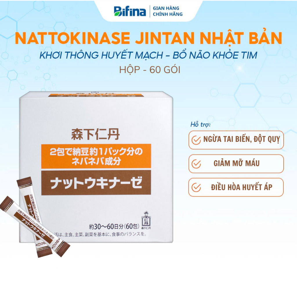 Ảnh Hạ huyết áp NATTOKINASE Jintan Nhật Bản, Lẻ 7, 10, 15 gói (không có hộp) 1