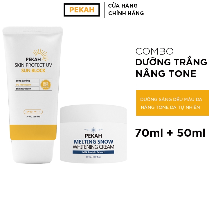 Ảnh COMBO Kem Nâng Tone PEKAH Melting Snow Whitening Cream 50ml & Kem Chống Nắng PEKAH Skin Protect UV Sunblock 70ml 1