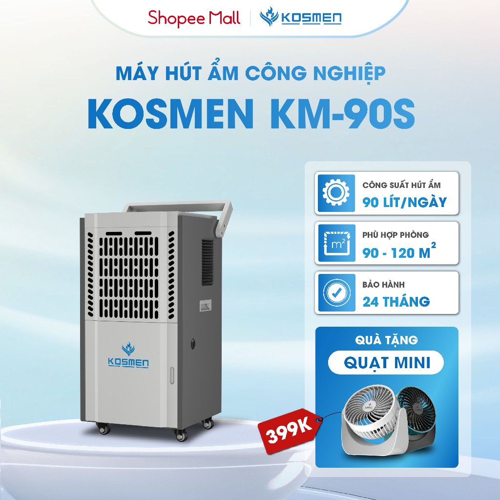 Ảnh Máy Hút Ẩm Công Nghiệp Kosmen KM-90S Dung Tích Bình Nước 8L - Hàng Chính Hãng Bảo Hành 24 Tháng 1