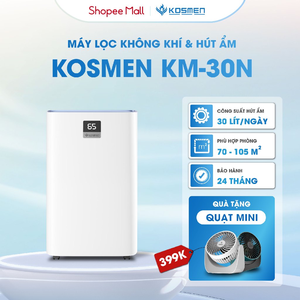Ảnh Máy Lọc Không Khí Và Hút Ẩm Kosmen KM-30N, Lọc Chuyên Sâu, Kết Nối Wifi Bằng App - Hàng Chính Hãng 1