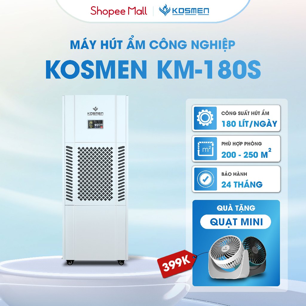 Ảnh Máy Hút Ẩm Công Nghiệp Kosmen KM-180S 180 lít/ngày - Hàng Chính Hãng Bảo Hành 24 Tháng 1