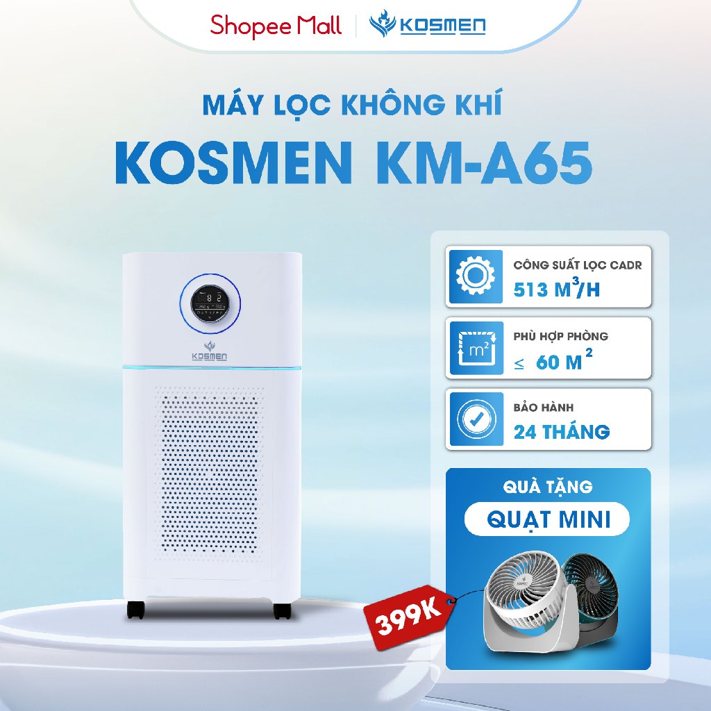 Ảnh Máy Lọc Không Khí Kosmen KM-A65 Lọc Bằng Ion âm - Hàng Chính Hãng BH 24 Tháng 1