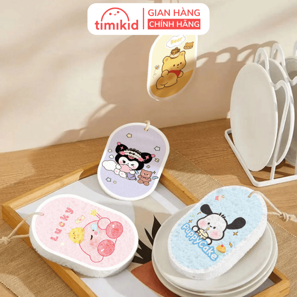 Mút Rửa Chén Bát Ăn Dặm Dạng Nén Hogokids Chất Liệu Bột Gỗ Tự Nhiên