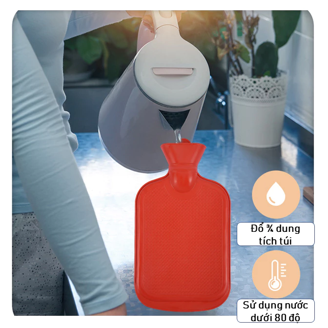Túi chườm nóng đau bụng kinh cao su loại lớn 2000ml chườm nóng chườm lạnh, giảm đau, điều hòa khí huyết – 2