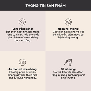 Bột Than Hoạt Tính Trắng Răng MIK ORGANIC - Loại Bỏ Mảng Bám, Tẩy Vết Ố Vàng Cho Răng Hiệu Quả 50g
