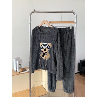 B90 Bộ ngủ lông san hô hai mảnh thu đông gấu Plus đáng yêu từ Phương Linh Underwear