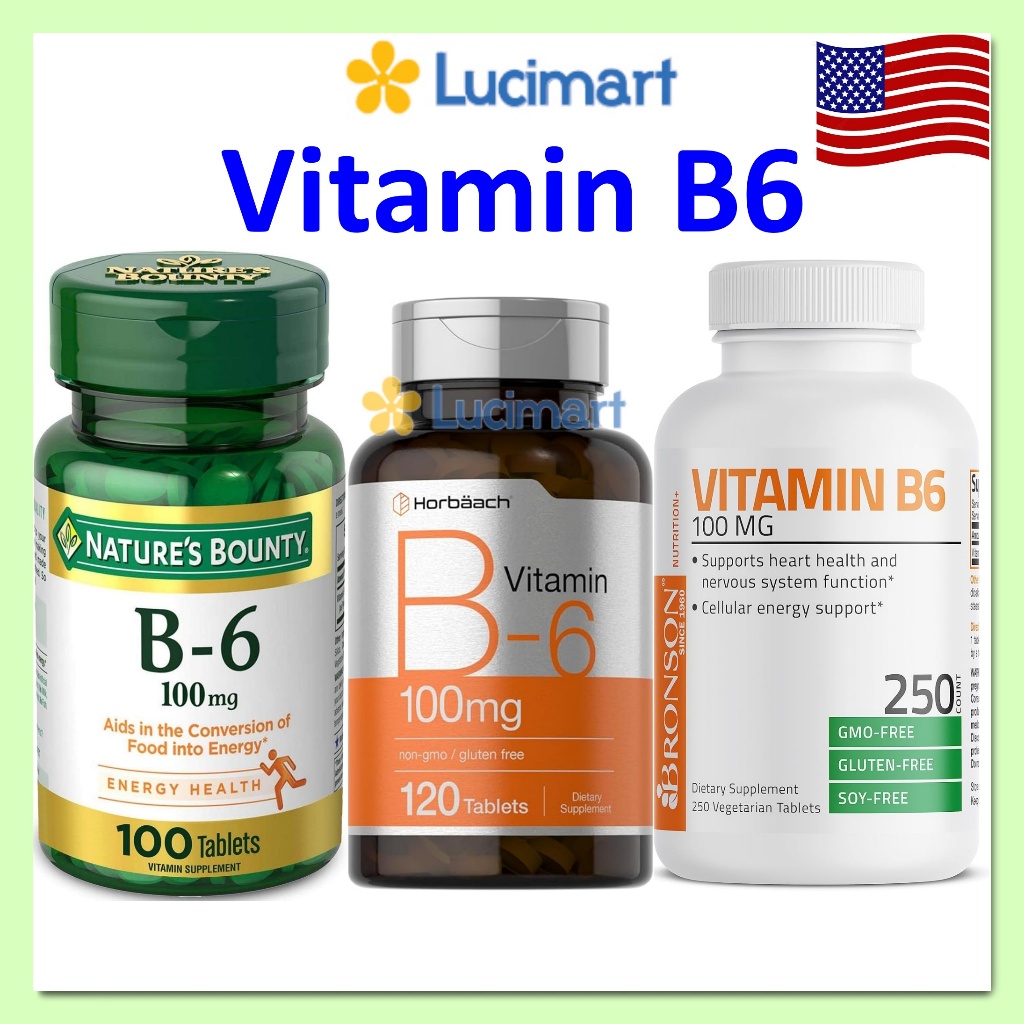 Product image Viên uống Vitamin B6 100mg các hãng Mỹ hũ 100 viên/ 120 viên/ 250 viên [Hàng Mỹ] 1