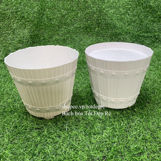 Chậu nhựa đẹp sang trọng có thoát nước chèn xốp hoặc không xốp trồng cây cảnh cây hoa giả