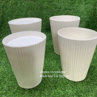 Chậu nhựa đẹp sang trọng có thoát nước chèn xốp hoặc không xốp trồng cây cảnh cây hoa giả