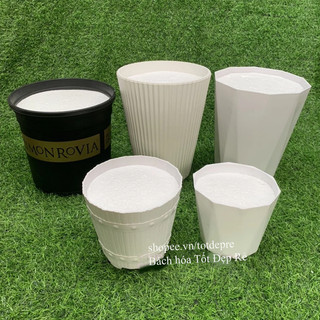 Chậu nhựa đẹp sang trọng có thoát nước chèn xốp hoặc không xốp trồng cây cảnh cây hoa giả