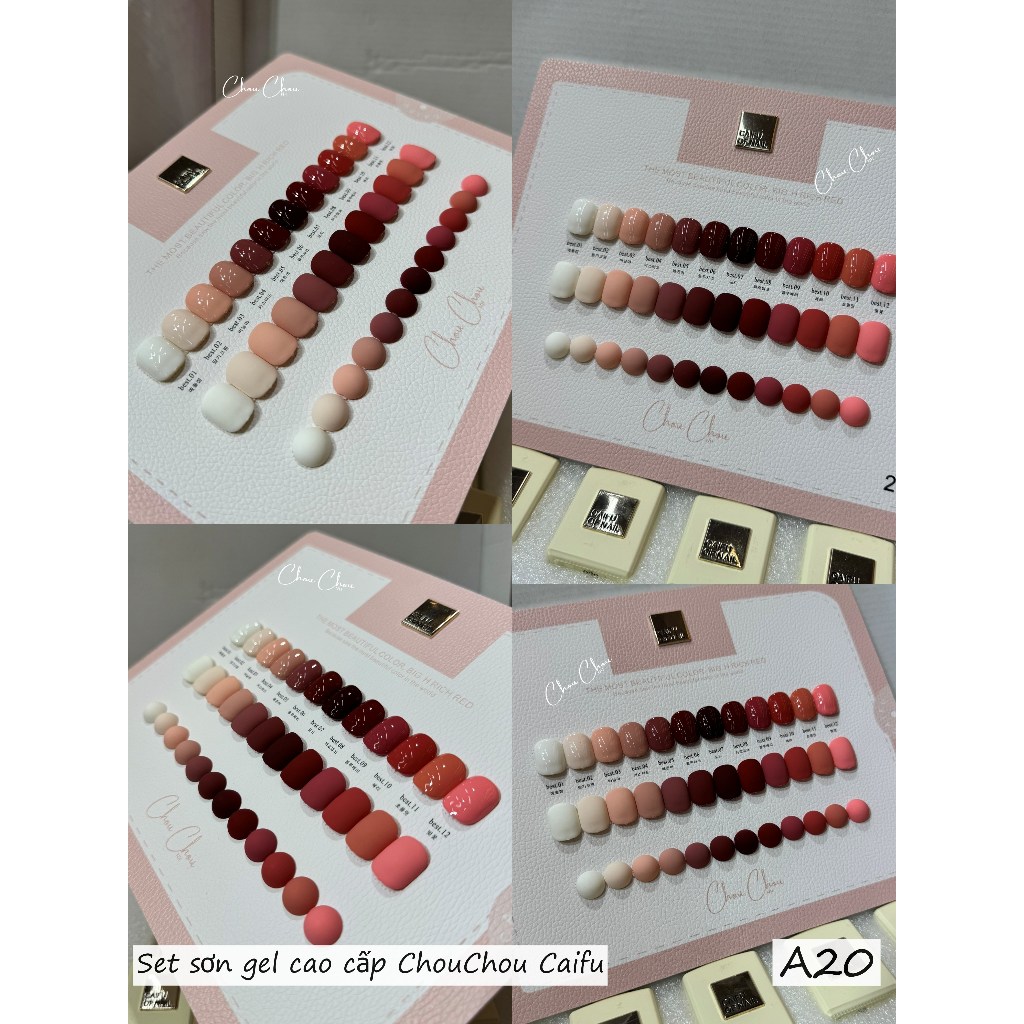 Set sơn tông hồng vỏ đỗ, Sơn hồng sữa, Sơn hồng nude cao cấp, sơn Chouchou cao cấp
