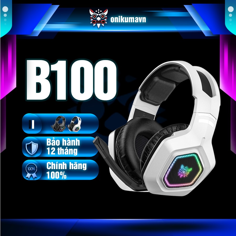Tai Nghe Gaming Ba Chế Độ Onikuma B100 2.4G/Bluetooth/Có Dây Có Micrô Đa Hướng Thời Lượng Pin 60 Giờ